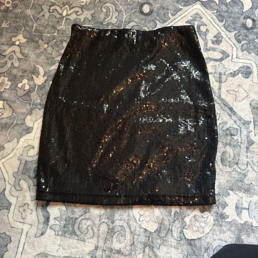 Garage Black Sequin Mini Pencil Skirt